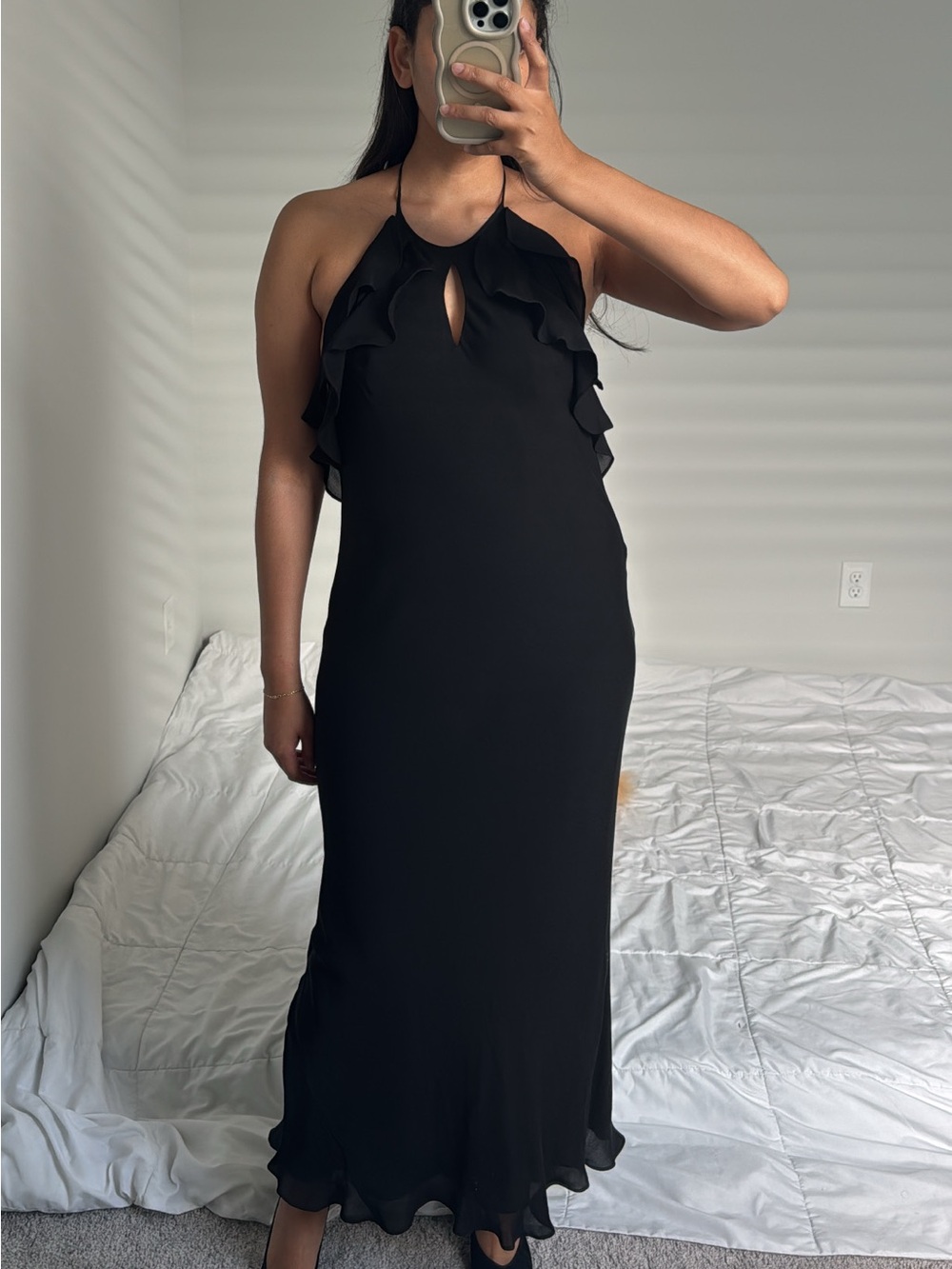 Vintage Ralph Lauren 100% silk halter dress
Open back